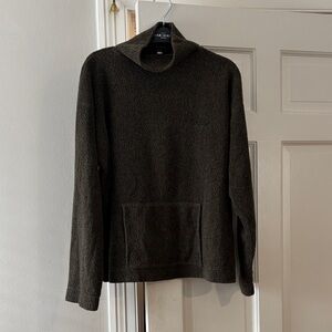 Eileen Fisher women’s hunter green, nubby, mock neck sweater.  Small